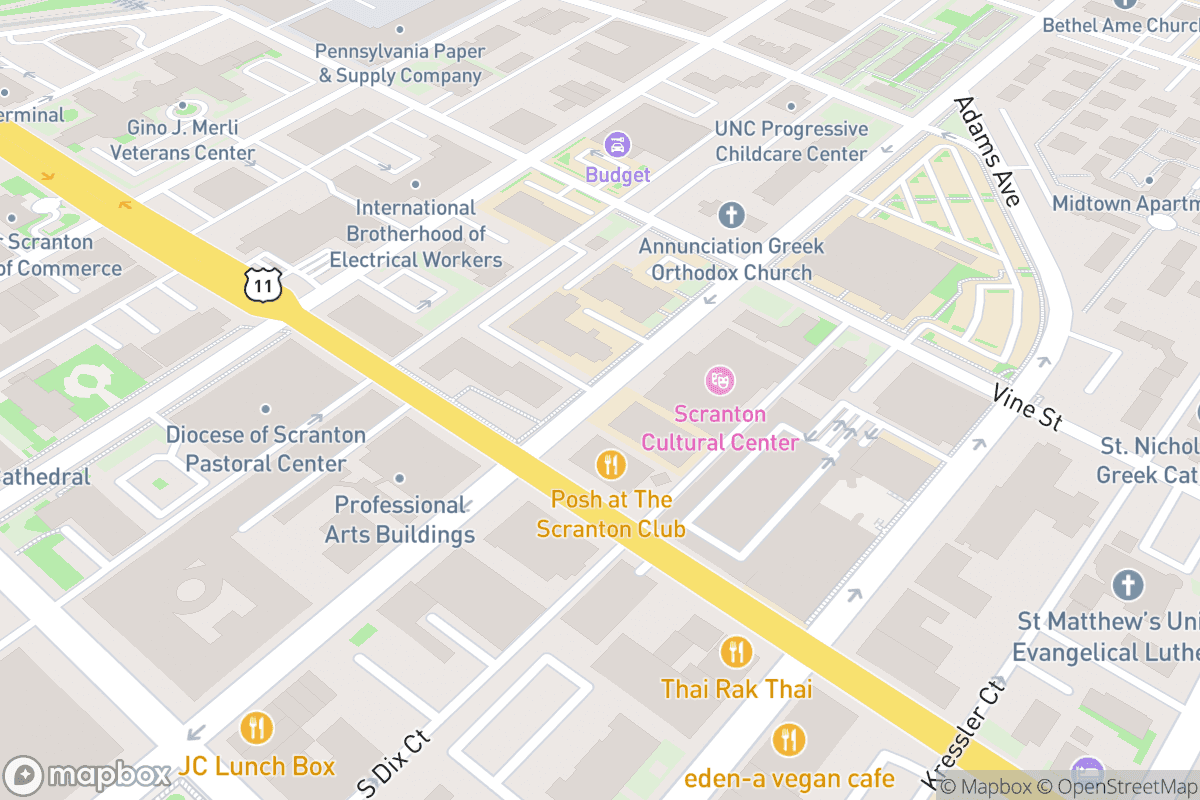 Map of Scranton Cultural Center