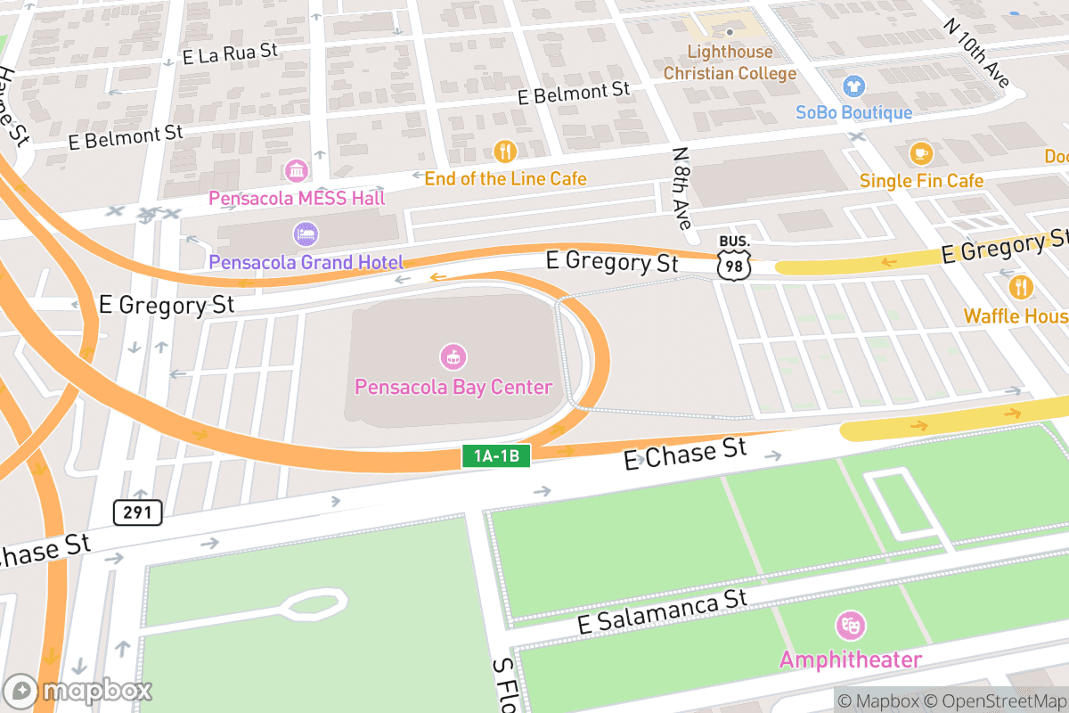 Map of Pensacola Bay Center
