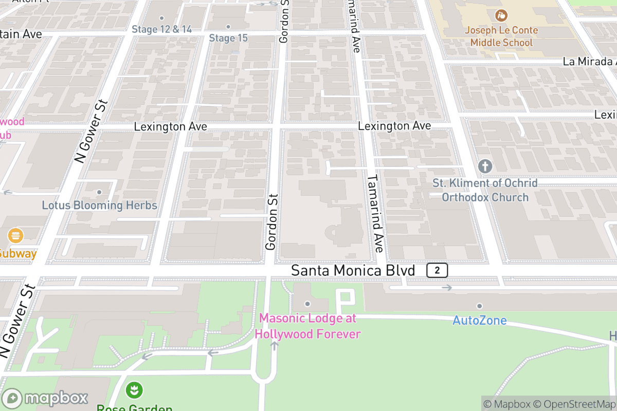 Map of The Masonic Lodge at Hollywood Forever
