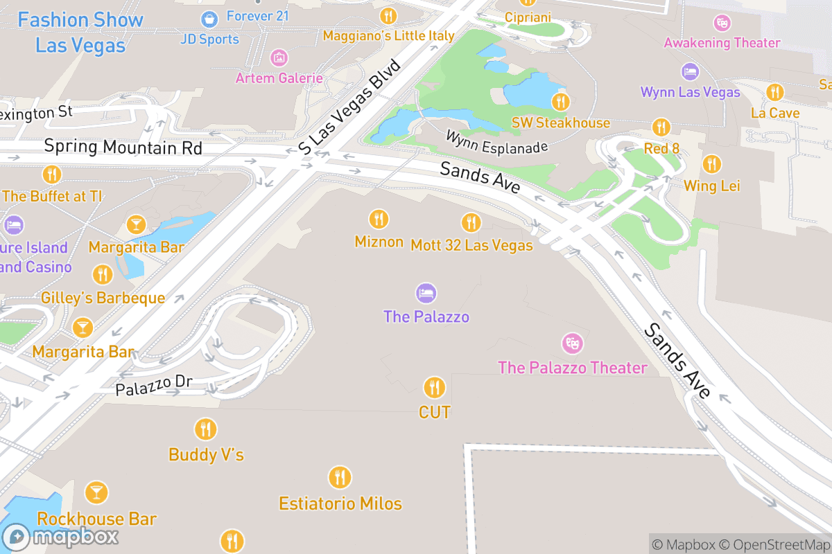 Map of The Palazzo Theatre at The Venetian Resort