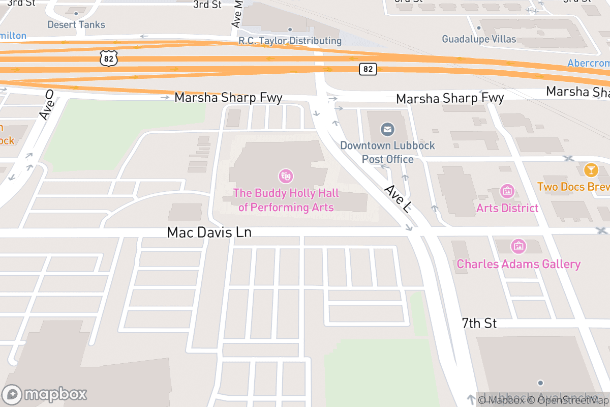 Map of The Buddy Holly Hall of Performing Arts and Sciences