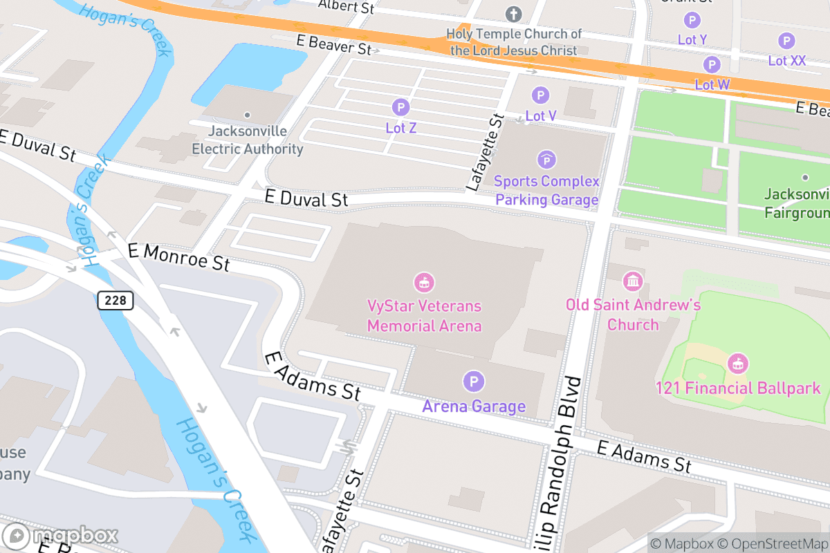 Map of VyStar Veterans Memorial Arena