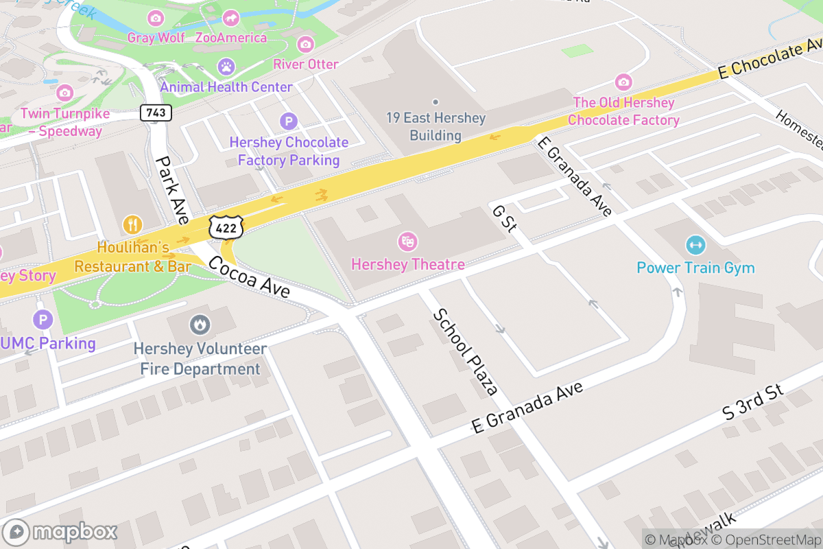 Map of Hershey Theatre