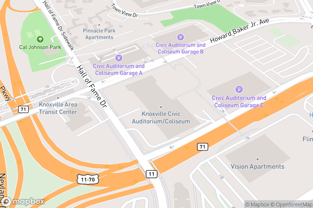 Map of Knoxville Civic Auditorium