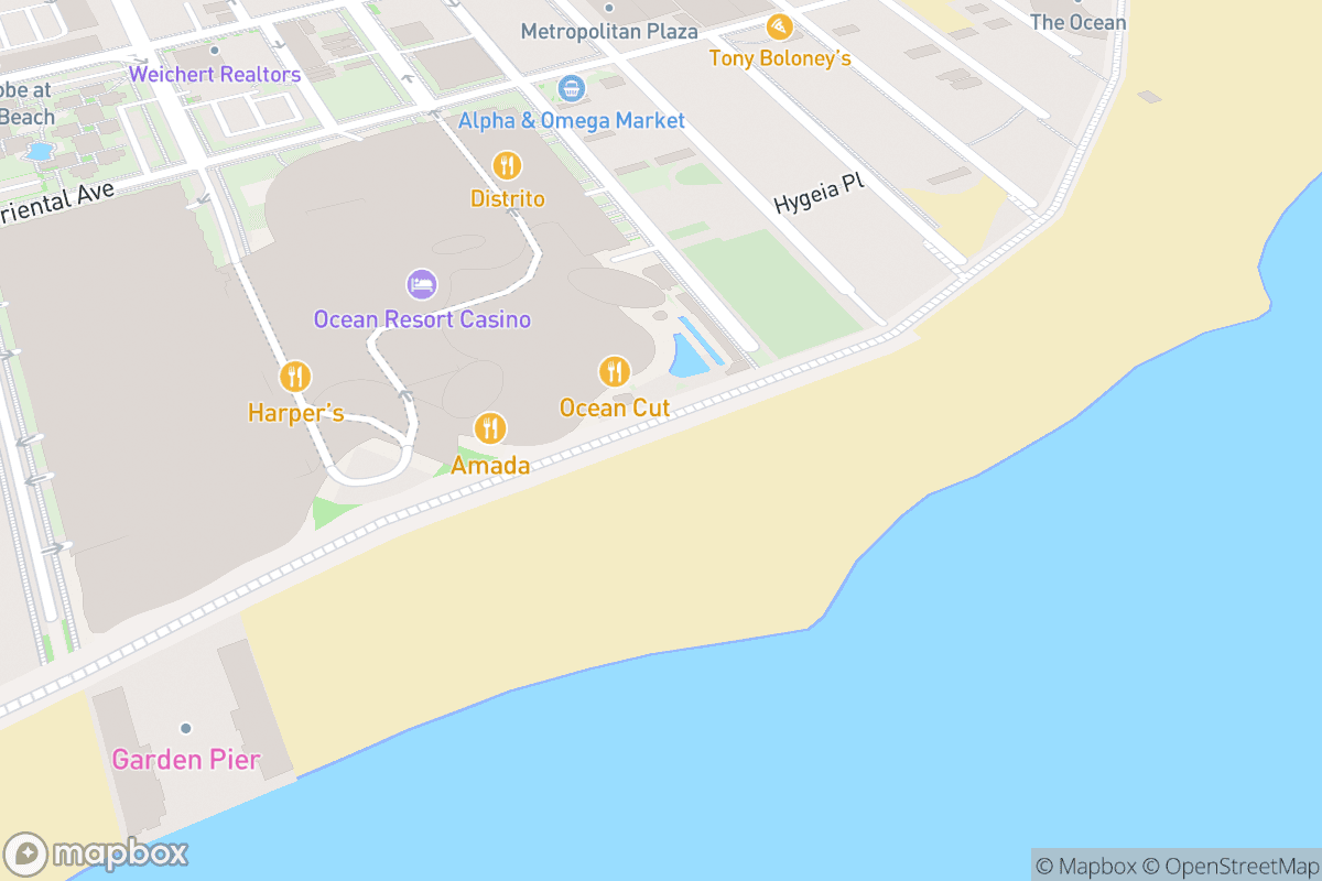 Map of Ovation Hall at Ocean Casino Resort 
