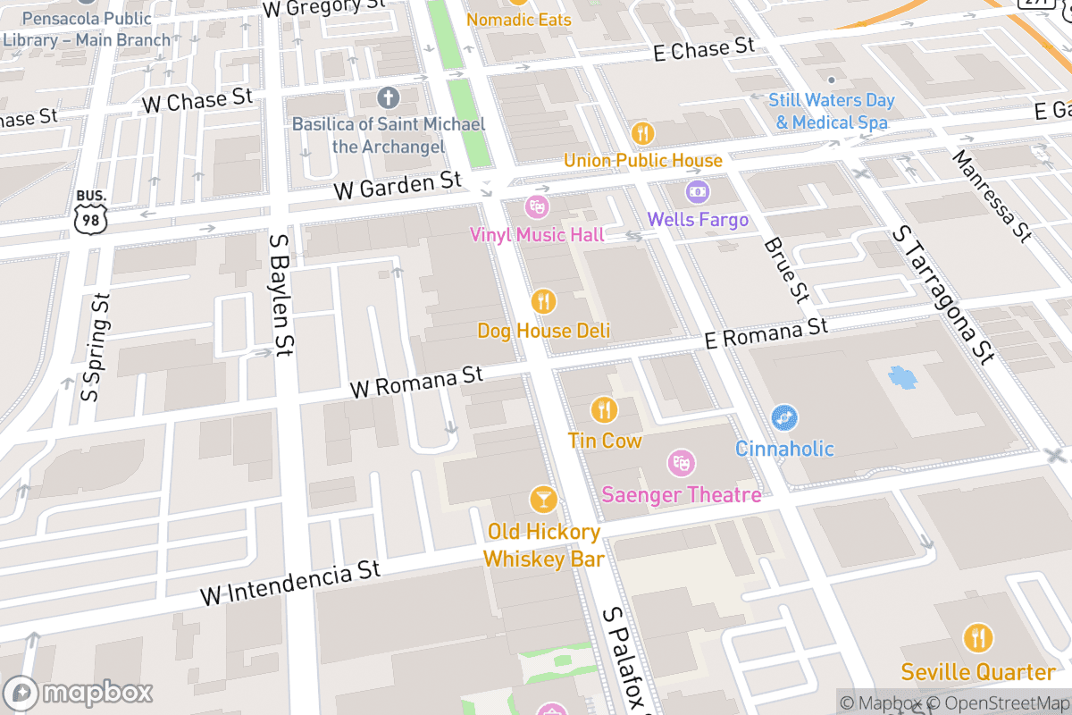 Map of Pensacola Saenger Theatre