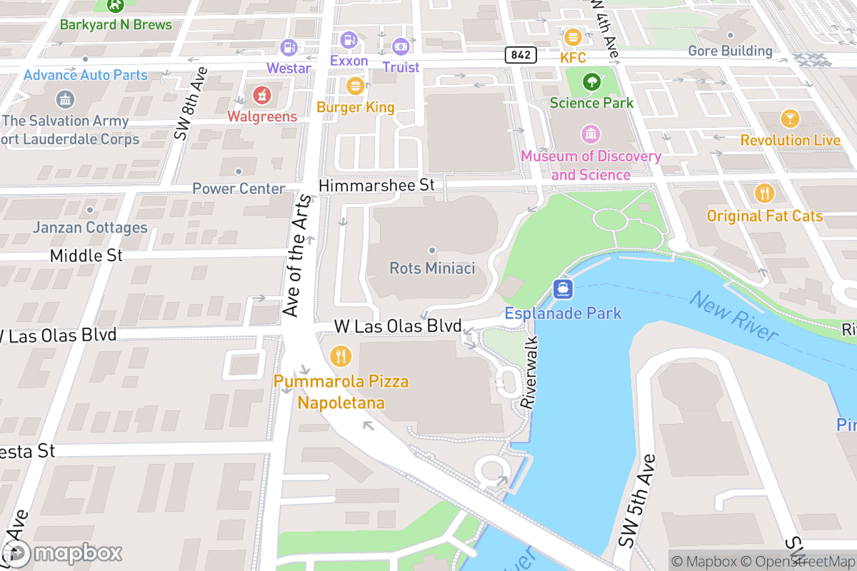 Map of Abdo New River Room at the Broward Center