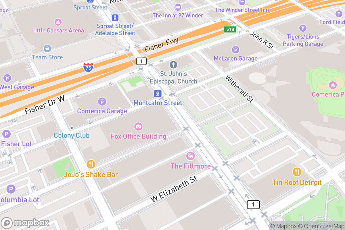 Map of Fox Theatre Detroit