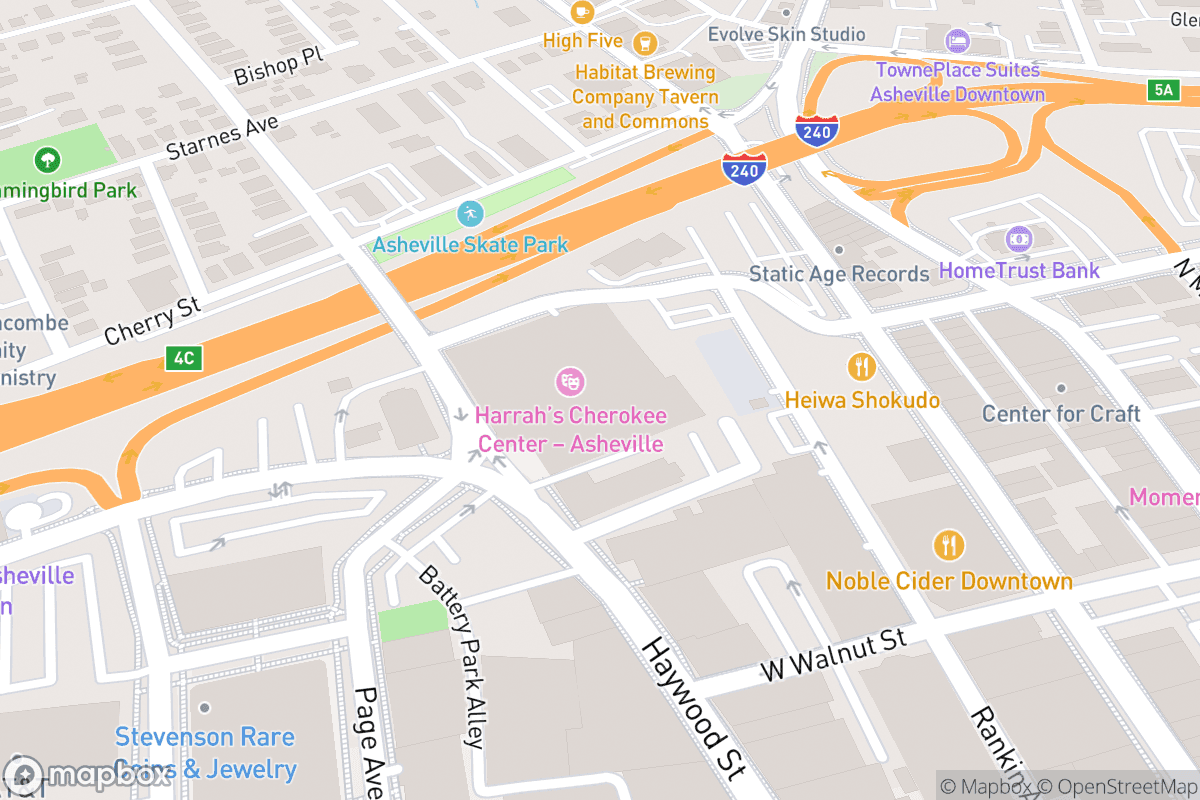 Map of Harrah's Cherokee Center - Asheville