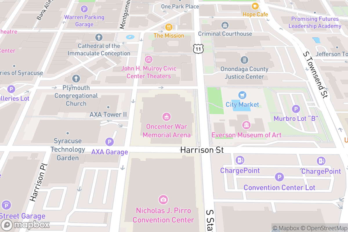 Map of Upstate Medical University Arena at The Oncenter War Memorial