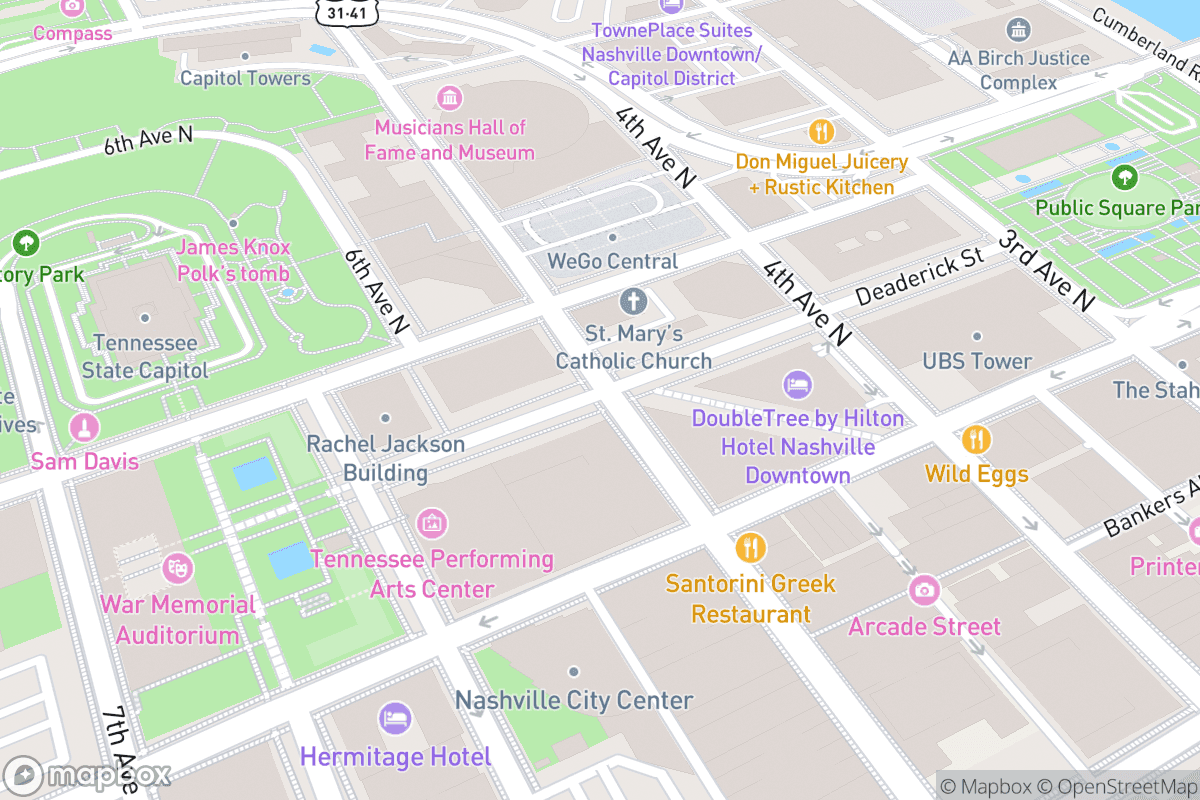 Map of TN Perf Arts Ctr James K Polk Theater
