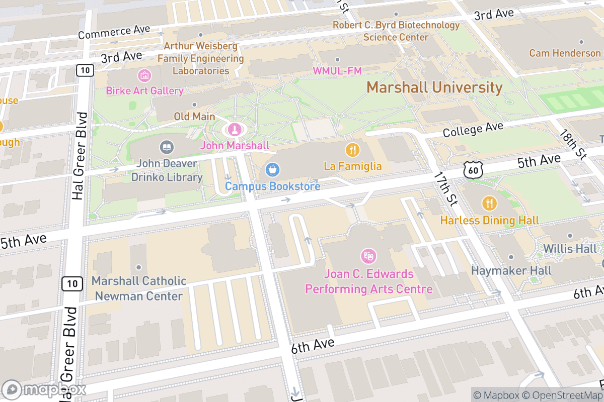 Map of Joan C Edwards Performing Arts Center