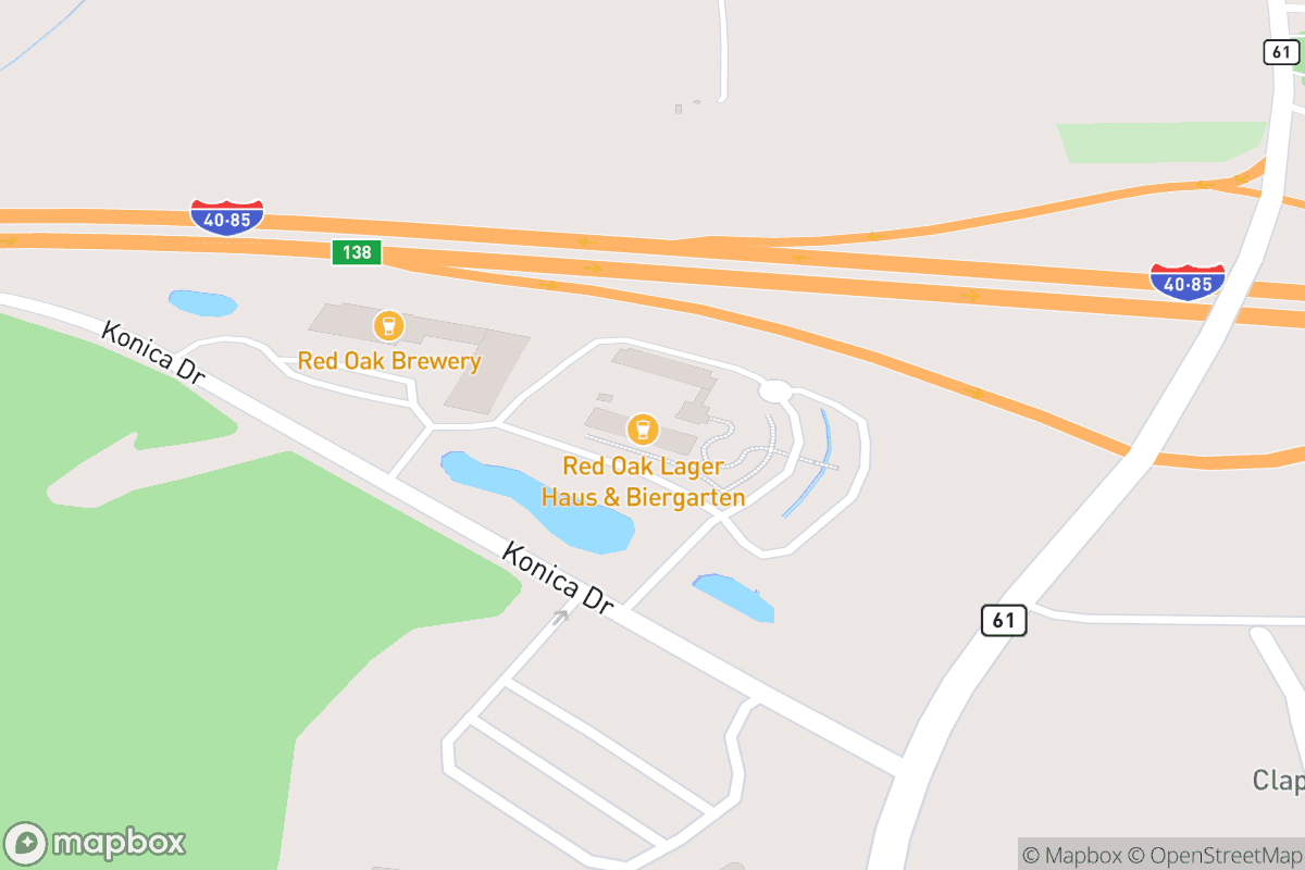 Map of Red Oak Brewery Lager Haus & Biergarten