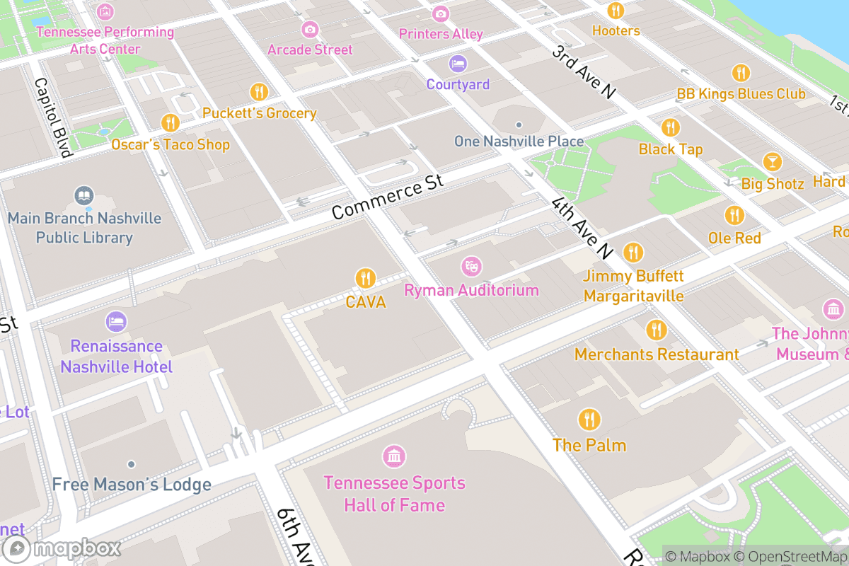 Map of Ryman Auditorium