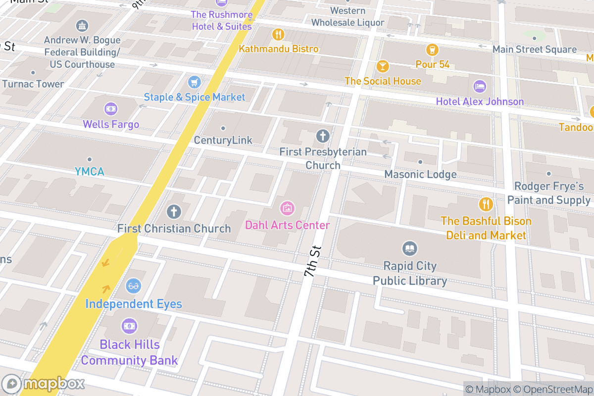 Map of Dahl Arts Center