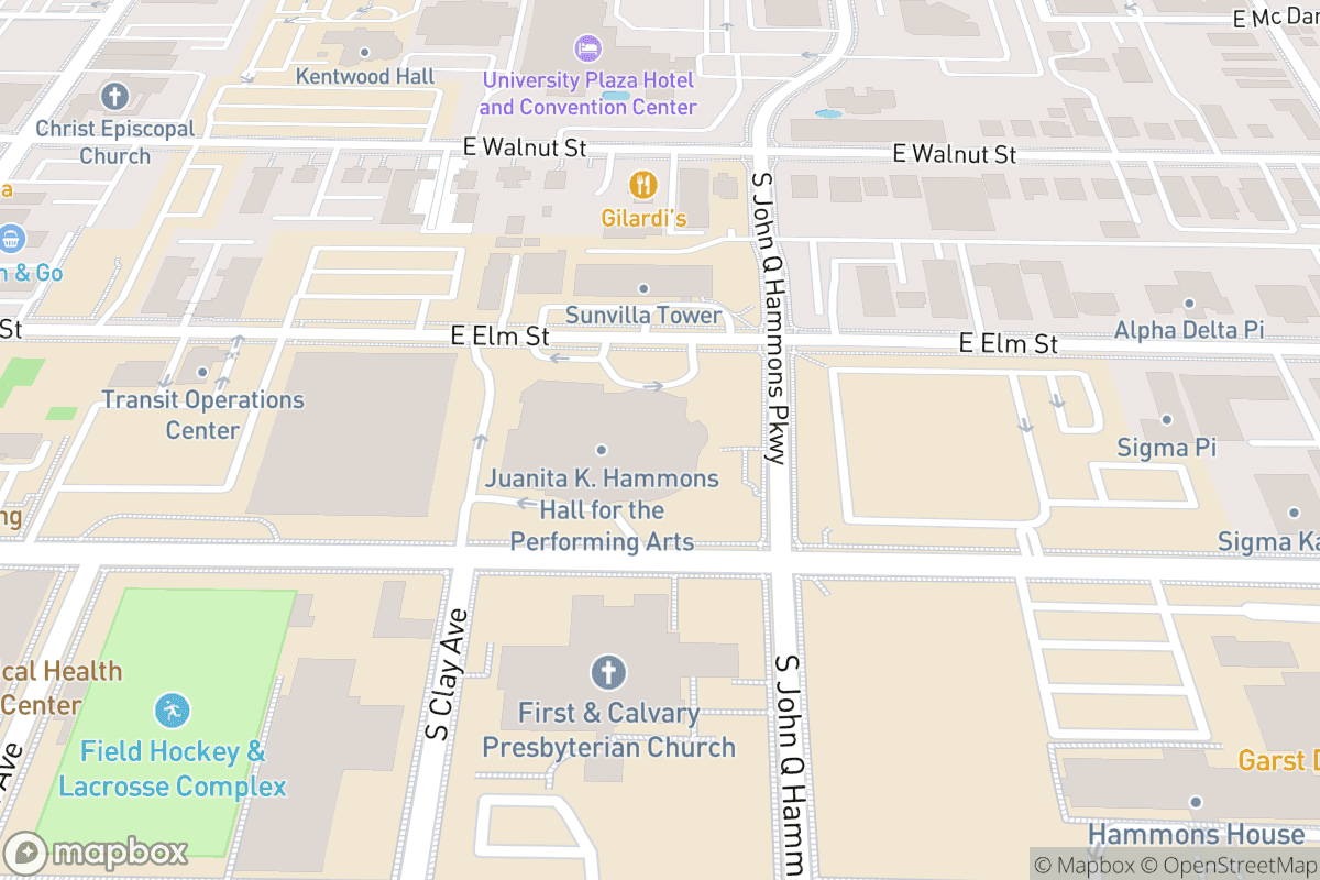 Map of Juanita K. Hammons Halls for the Performing Arts