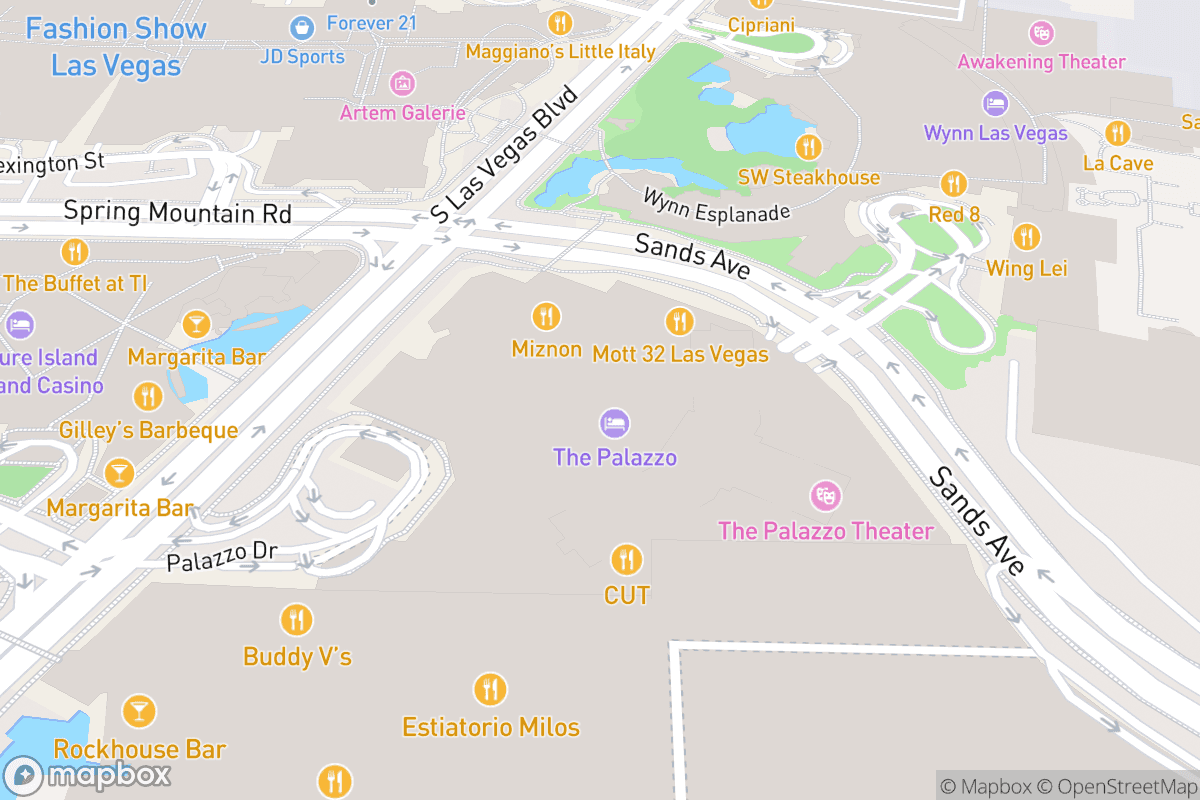Map of The Palazzo Theatre at The Venetian Resort