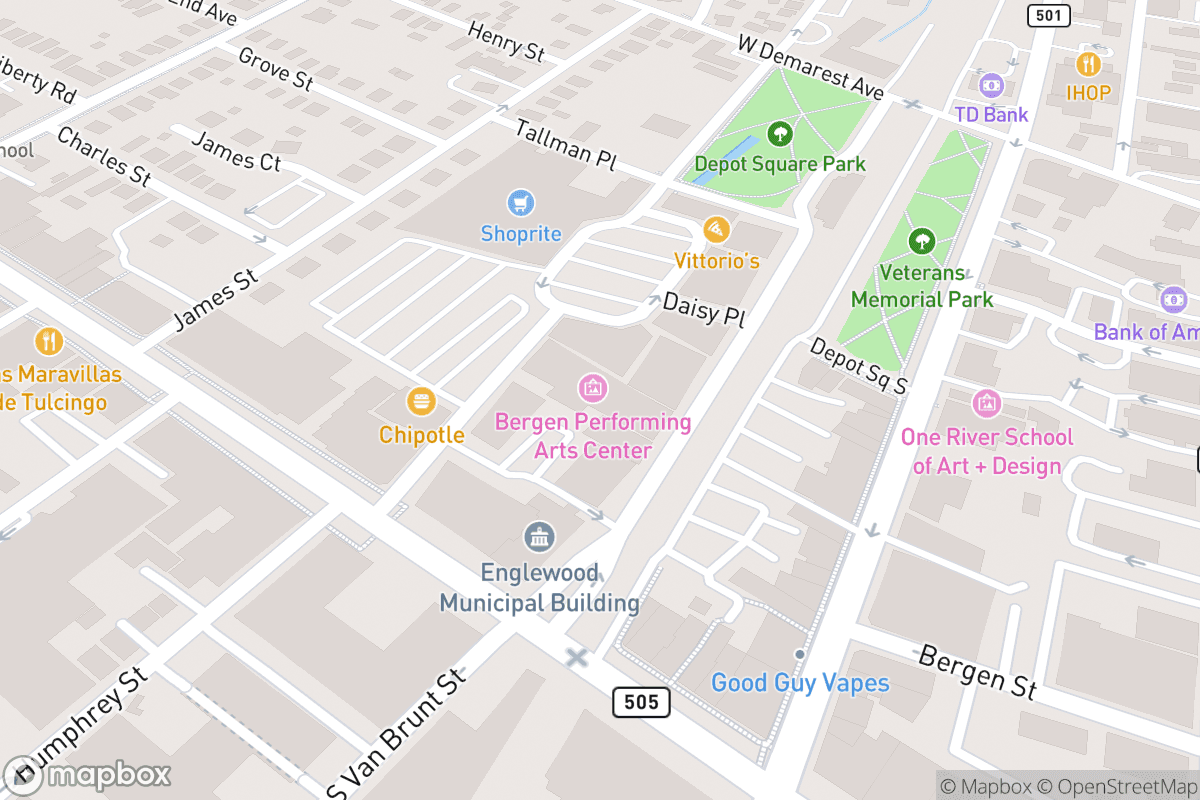 Map of Bergen Performing Arts Center
