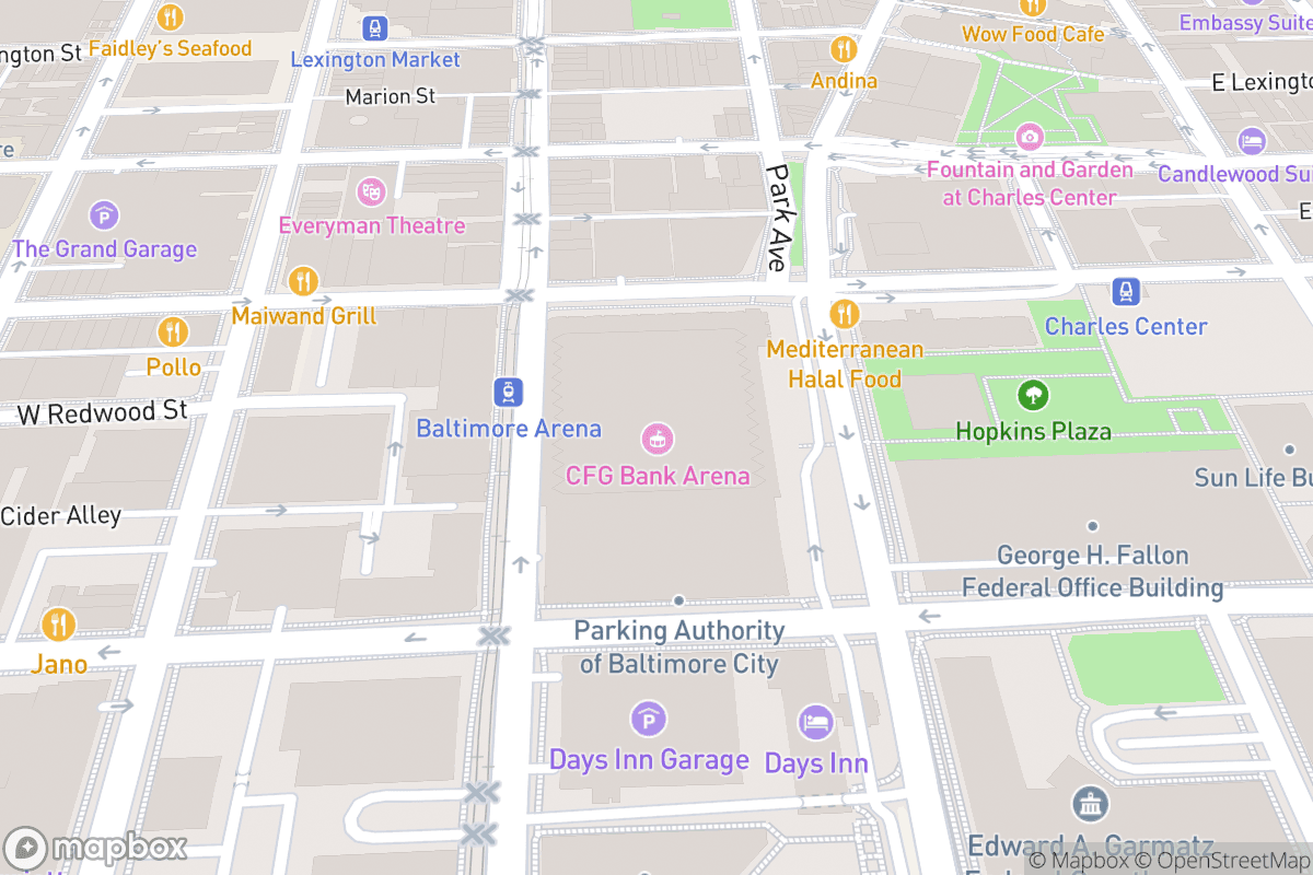 Map of CFG Bank Arena