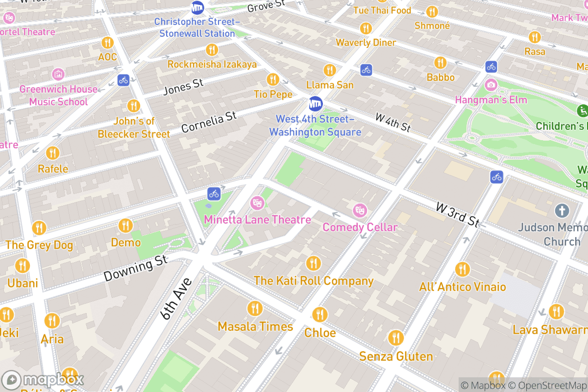 Map of Audible's Minetta Lane Theatre
