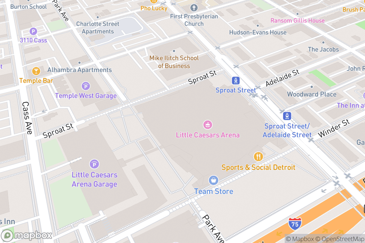 Map of Little Caesars Arena