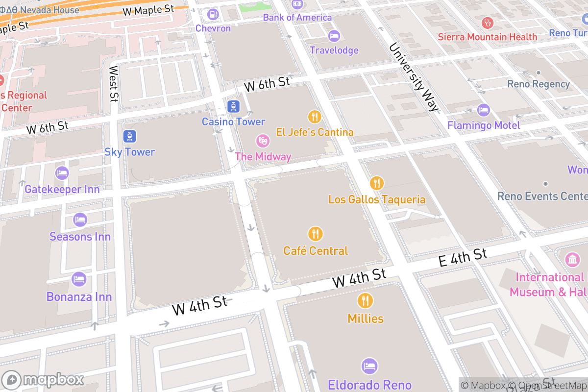 Map of Laugh Factory at the Silver Legacy Casino