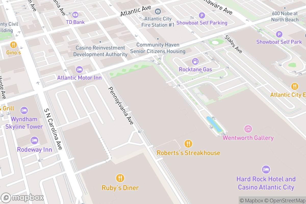 Map of Hard Rock Live at Etess Arena