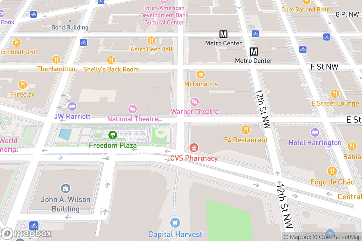 Map of Warner Theatre