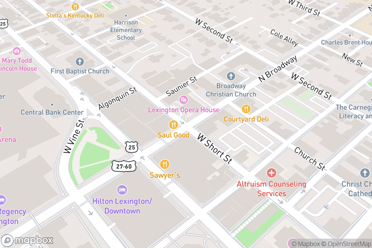 Map of Lexington Opera House