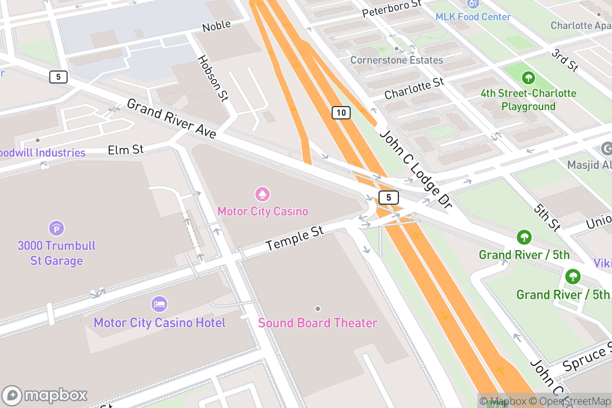 Map of Sound Board at MotorCity Casino Hotel