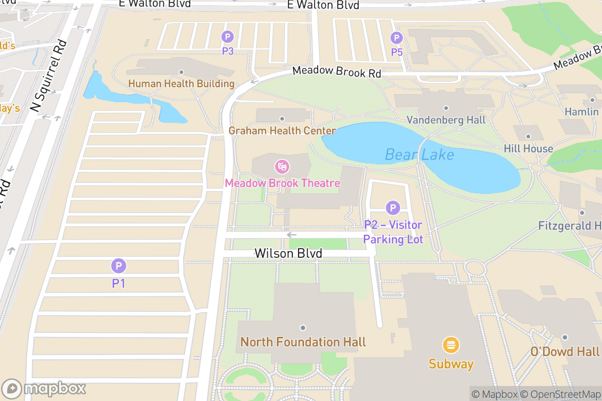 Map of Meadow Brook Theatre