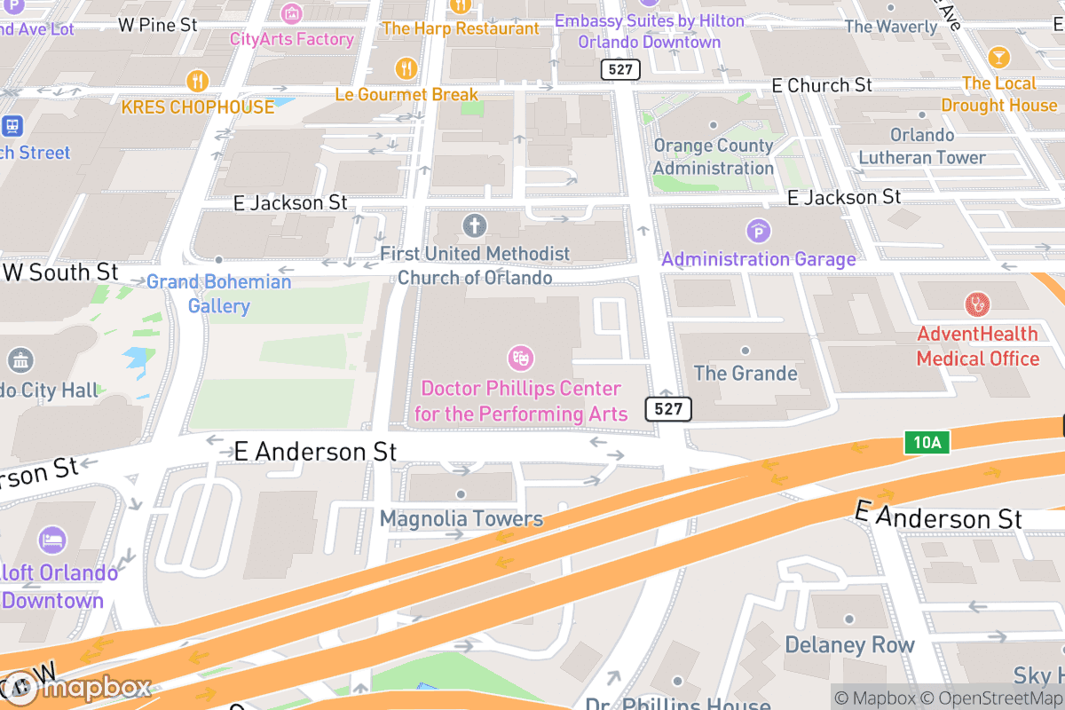 Map of Dr Phillips Center for the Performing Arts