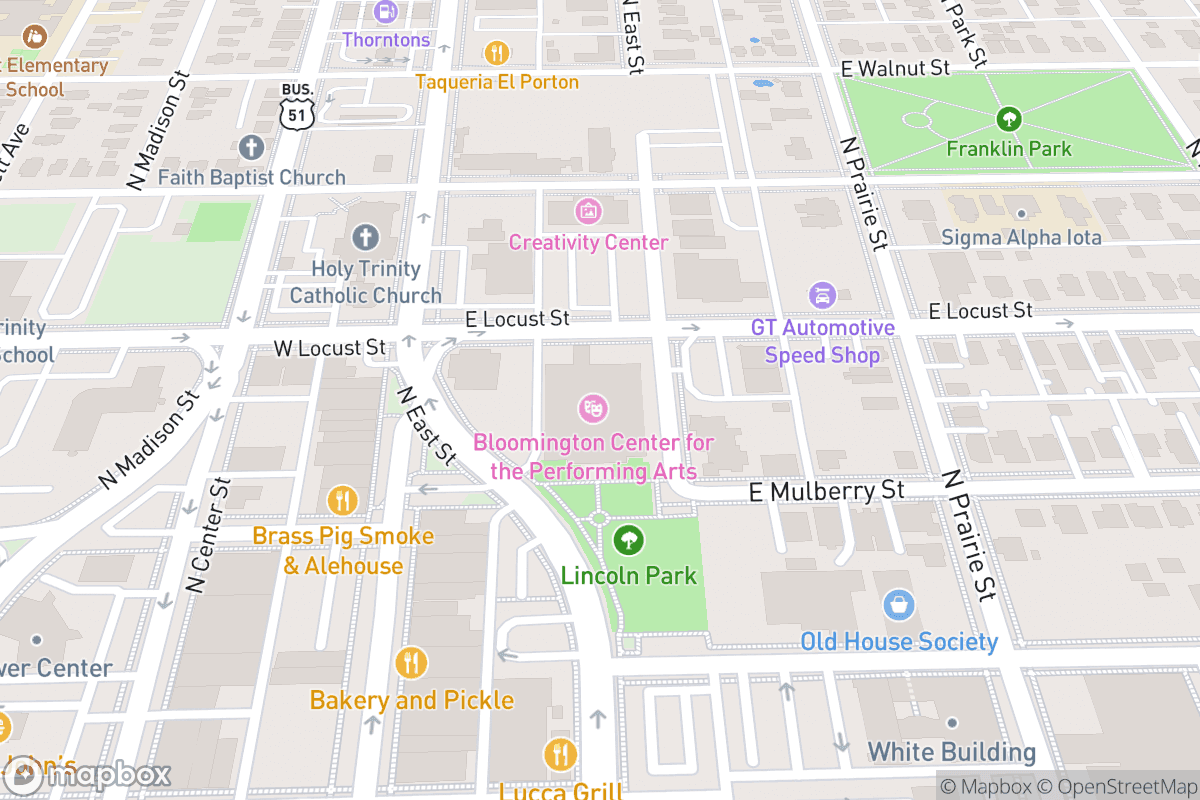 Map of Bloomington Center for the Performing Arts