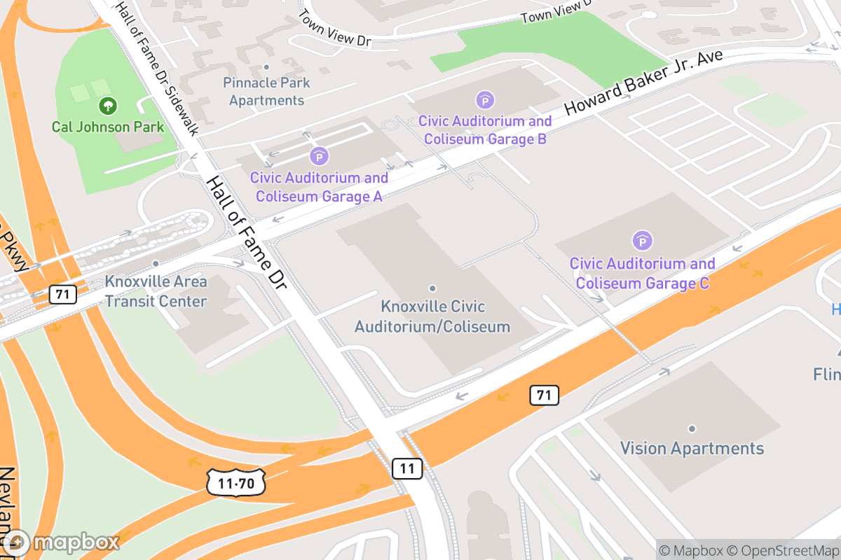 Map of Knoxville Civic Coliseum