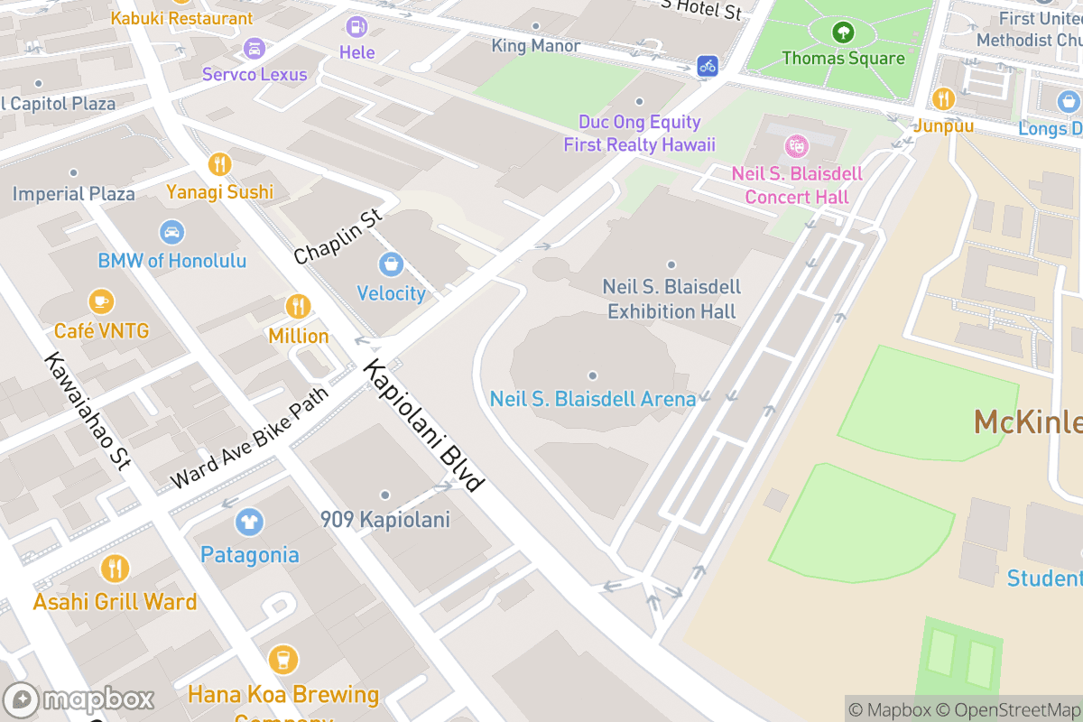Map of Neal S Blaisdell Arena