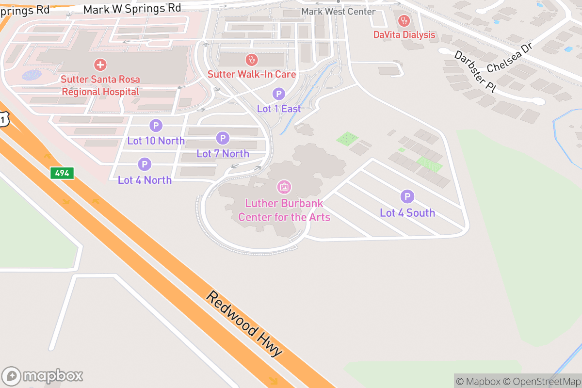 Map of Luther Burbank Center for the Arts