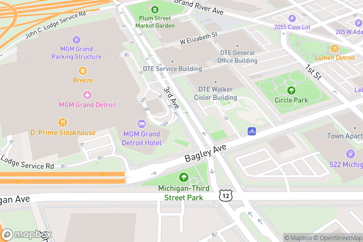 Map of MGM Grand Detroit Event Center