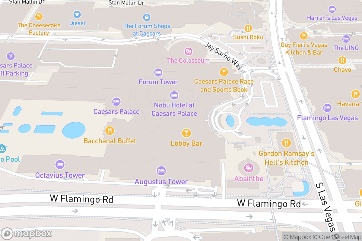 Map of The Colosseum at Caesars Palace
