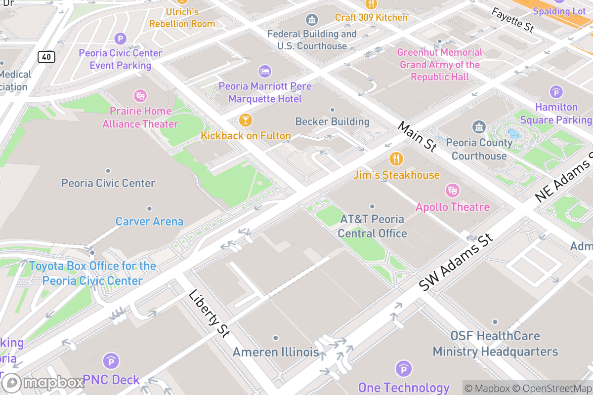 Map of Peoria Civic Center