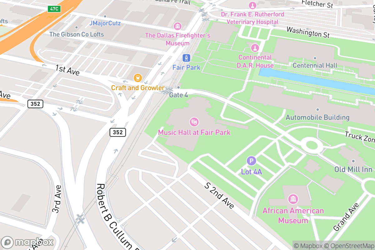 Map of Music Hall At Fair Park