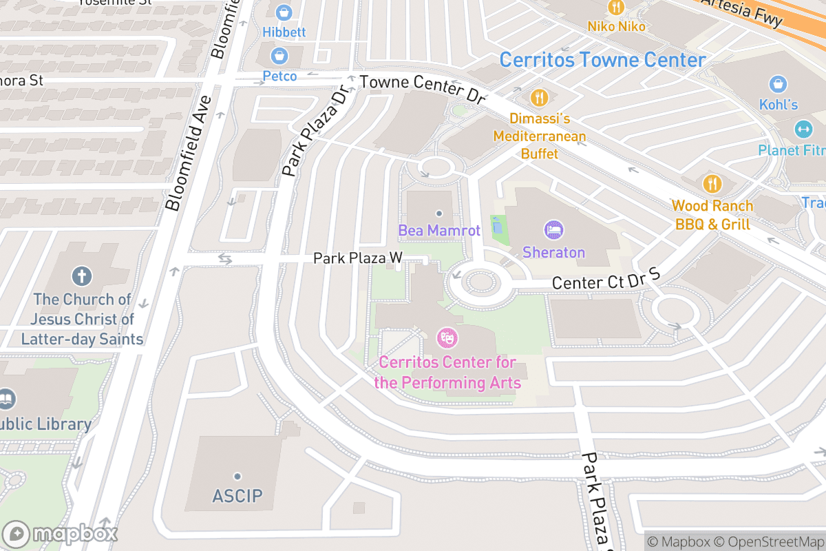 Map of Cerritos Center for the Performing Arts