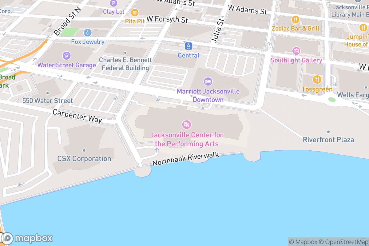 Map of Jacksonville Center for the Performing Arts - Moran Theater