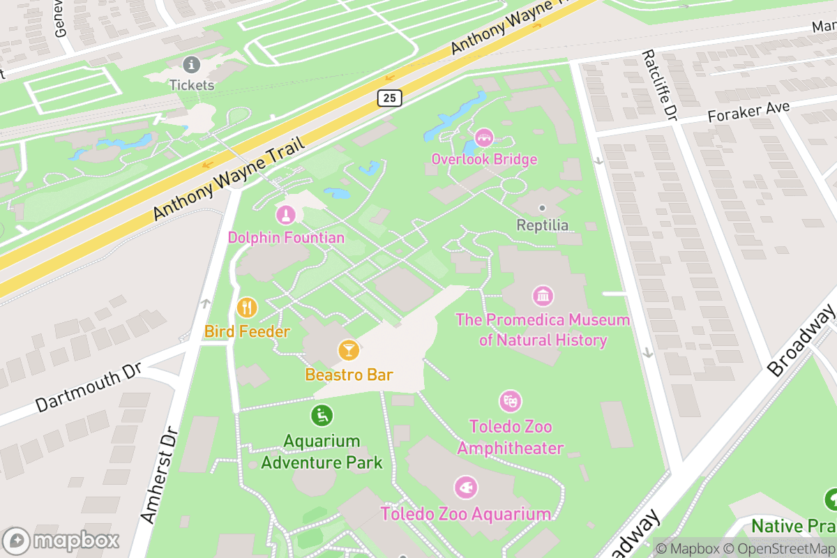 Map of Toledo Zoo Amphitheatre