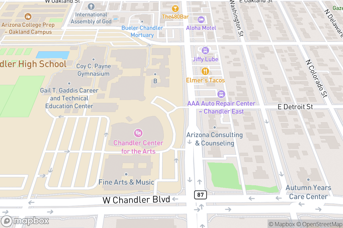 Map of Chandler Center for the Arts
