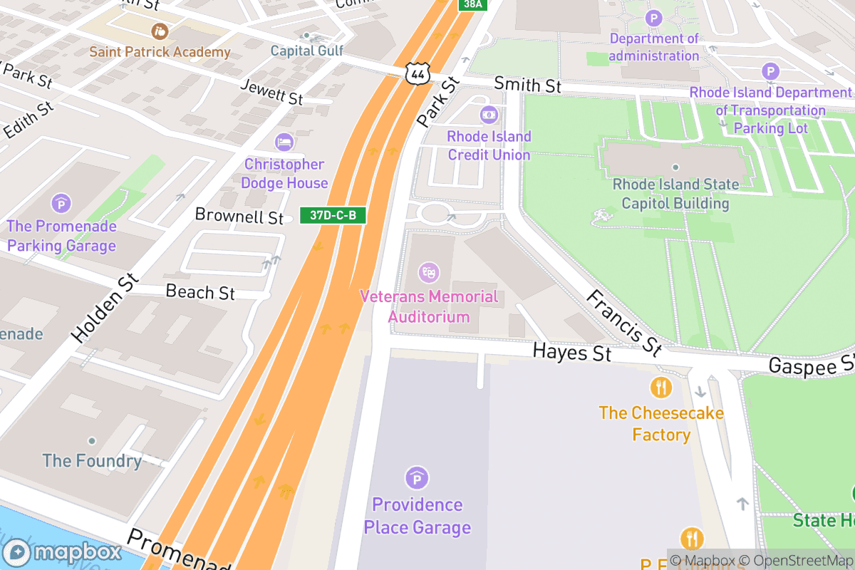 Map of Veterans Memorial Auditorium