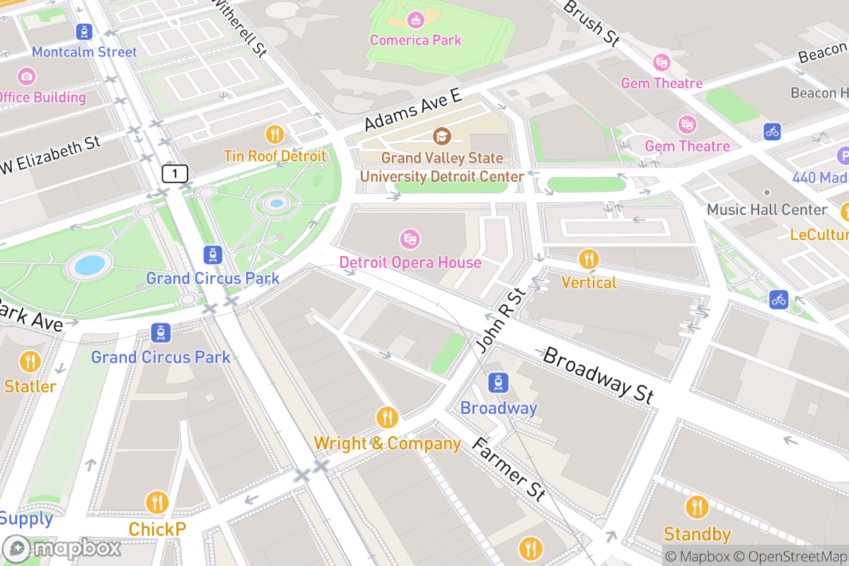 Map of Detroit Opera House