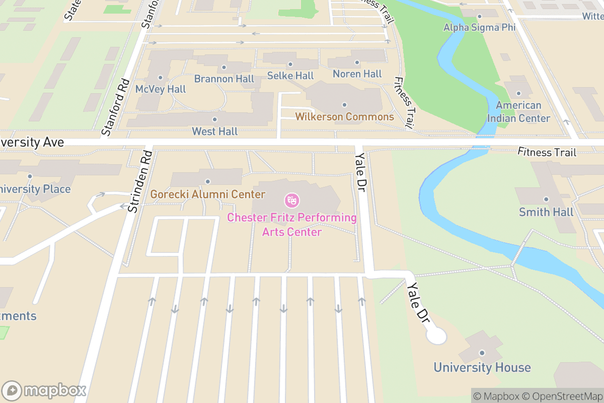 Map of Chester Fritz Performing Arts Center