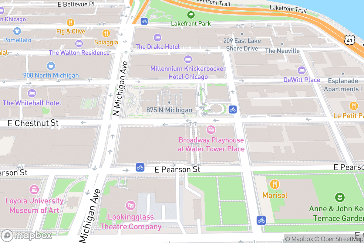 Map of Broadway Playhouse at Water Tower Place