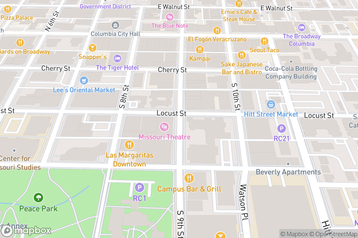 Map of Missouri Theatre Columbia
