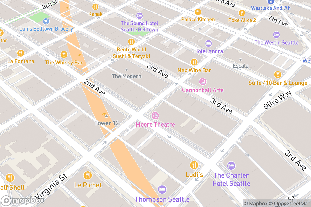 Map of Moore Theatre